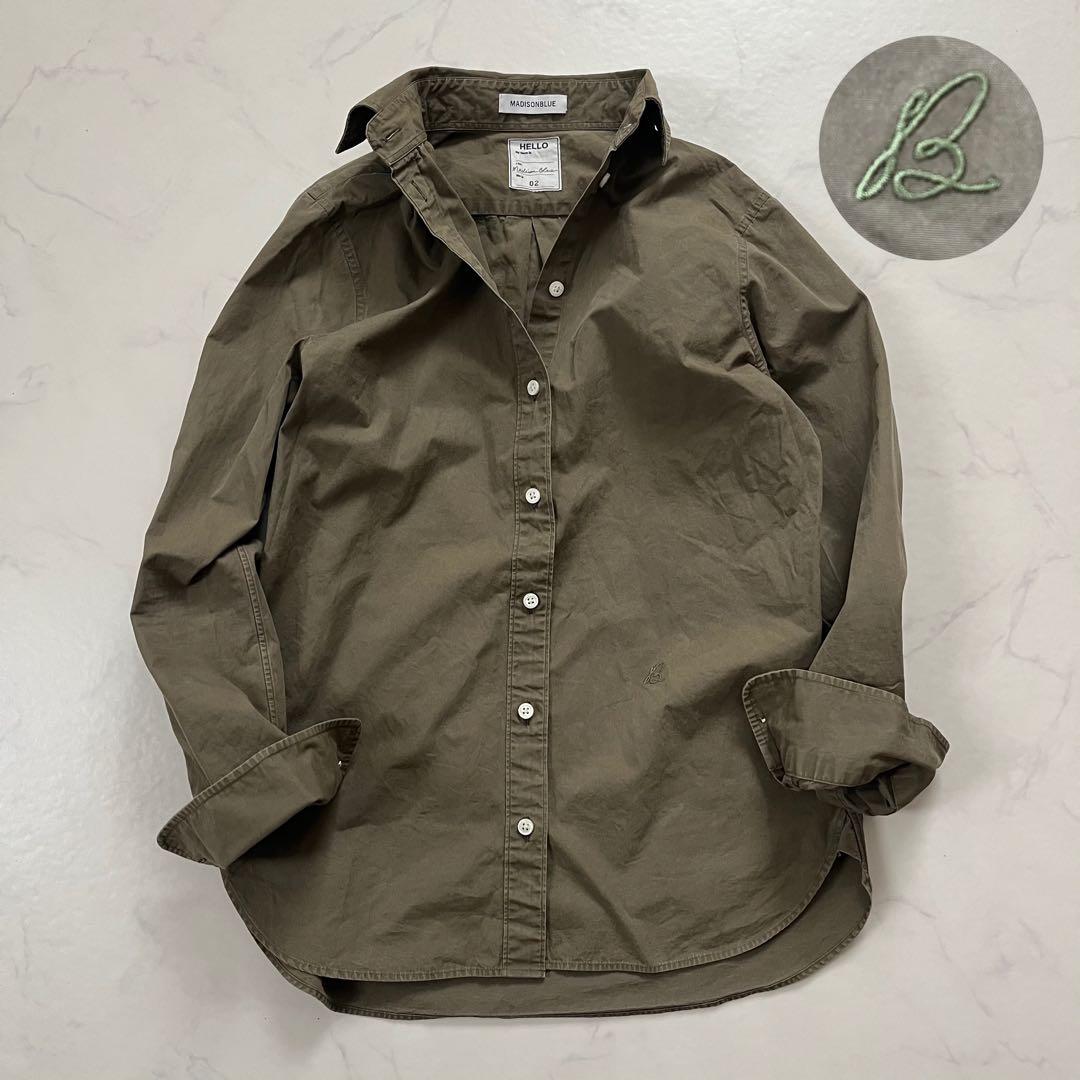 希少　02サイズ　マディソンブルー　マダムシャツウォッシュアウト　カーキ　B刺繍