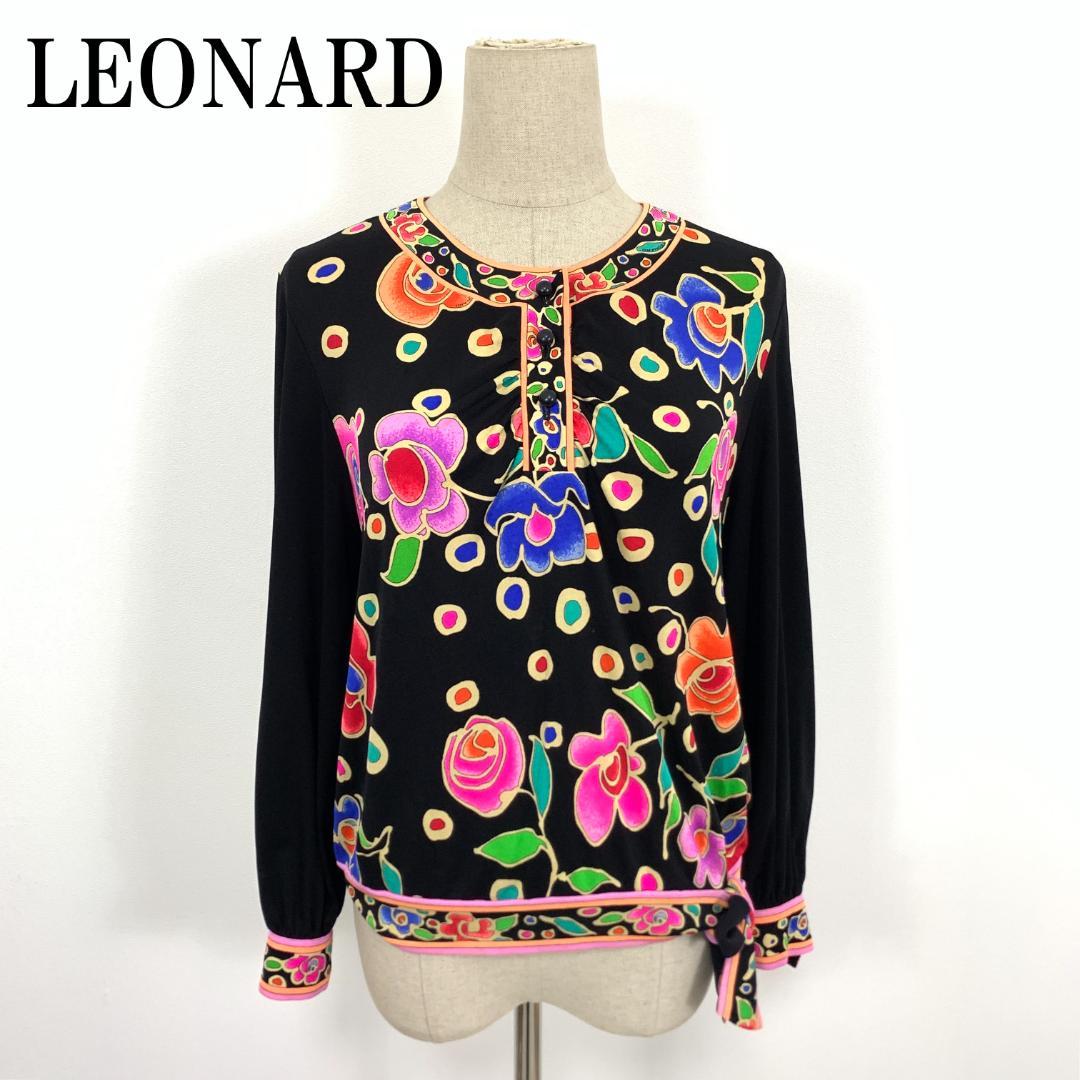 LA7981 LEONARD レオナール カンカン素材 総柄 長袖ブラウス ９