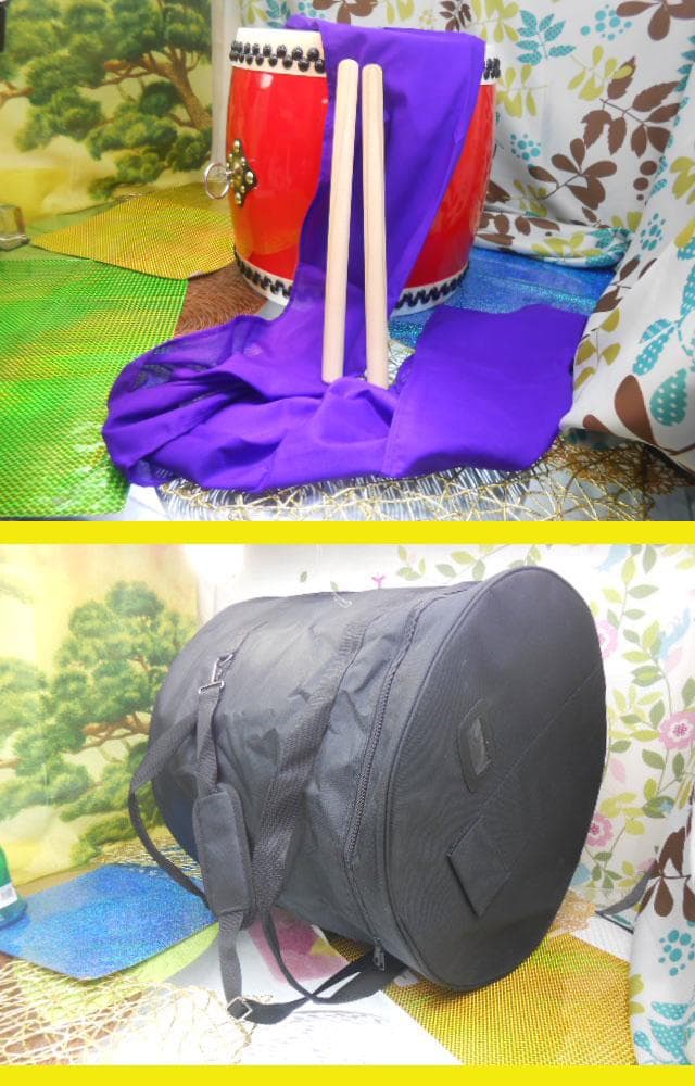 R(送料無料)39.980円　エイサー大太鼓36cm*40cm 撥二本移動袋付き