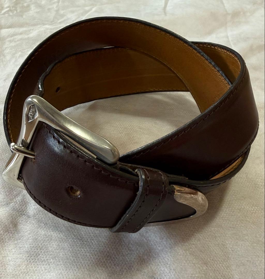 J&M DAVIDSON 高級ドレスベルト 30 ブラウン