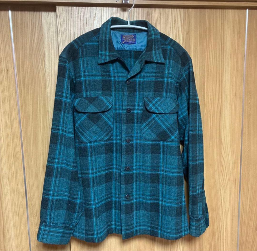 Pendleton 60S USA製 ボードシャツ ネイビー　ブラック