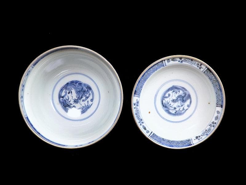 大聖寺伊万里 牡丹に毘沙門亀甲の図 大振蓋茶碗 大振蓋向