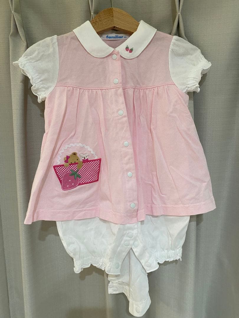 familiar ピンクロンパース　80