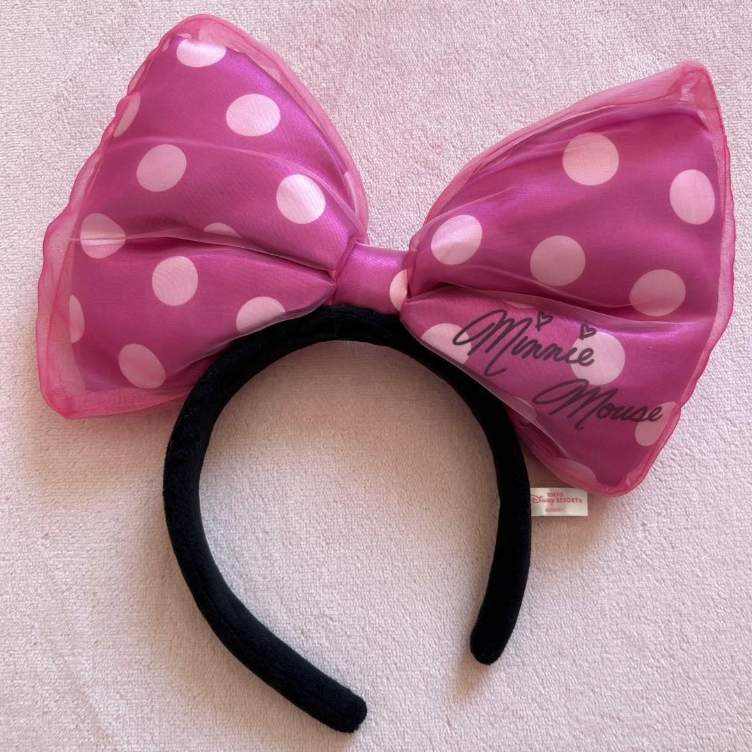ミニーマウス 水玉ピンクカチューシャ - メルカリ