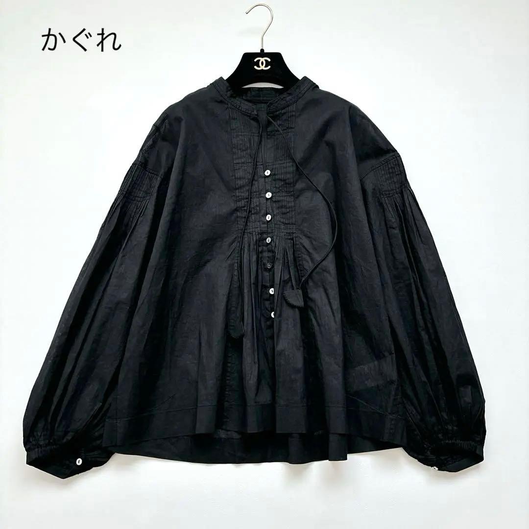 未使用に近い✨かぐれ 25AW コットンオーガンジーブラウス ブラック フリー