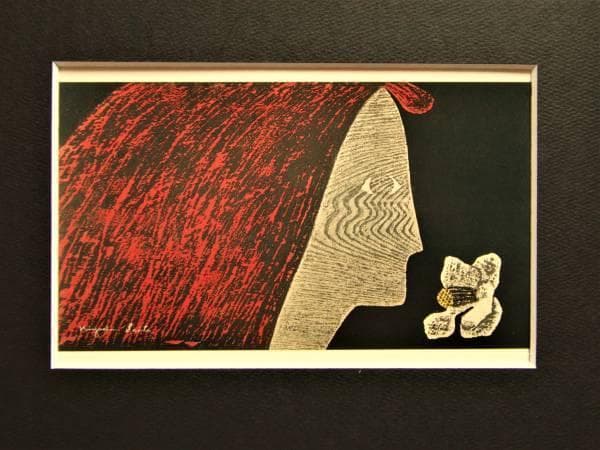 斎藤清、【瞳（白椿）】、希少な額装用画集より、新品額装付