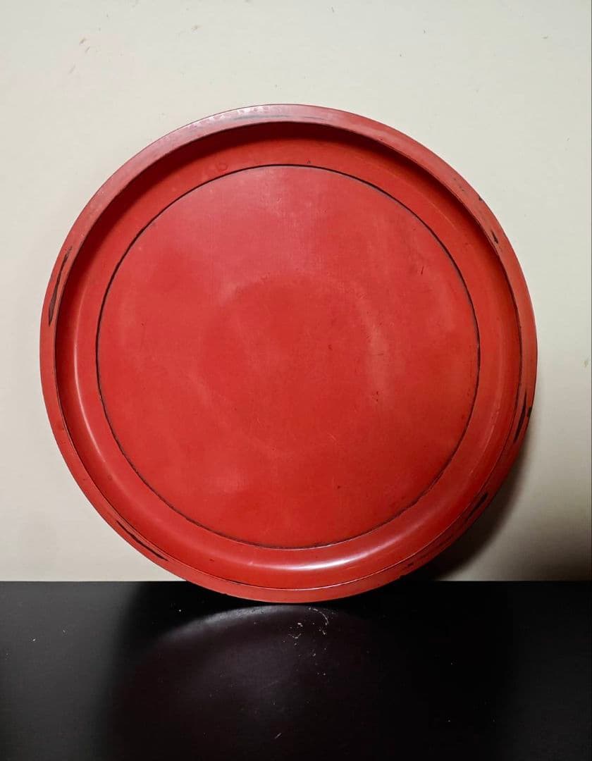 日の丸の様な根来大盆　根来塗り　古美術　仏教美術　古漆器　室町時代