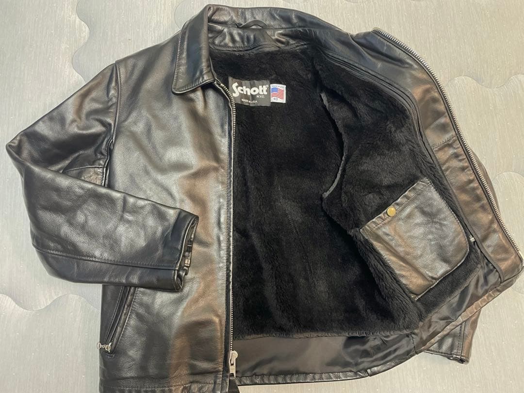SCHOTT★ショット★643★シングルライダースジャケット★40★牛革★ schott ショット 643 ライナー付き シングル ライダース ブラック系 40