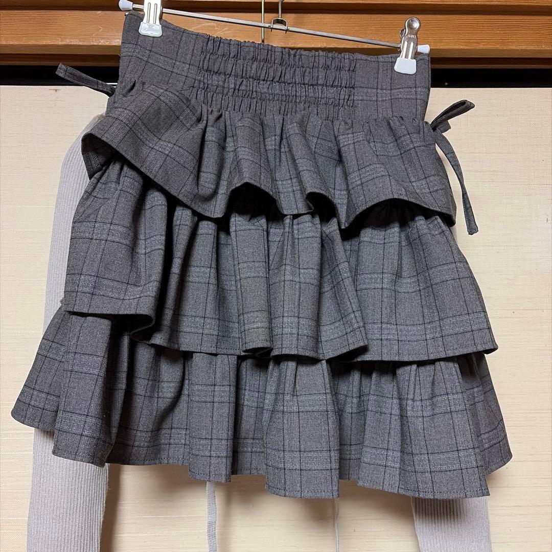 ピウム pium ヨーク切替ハートボタン長袖ニット スカート セットアップ