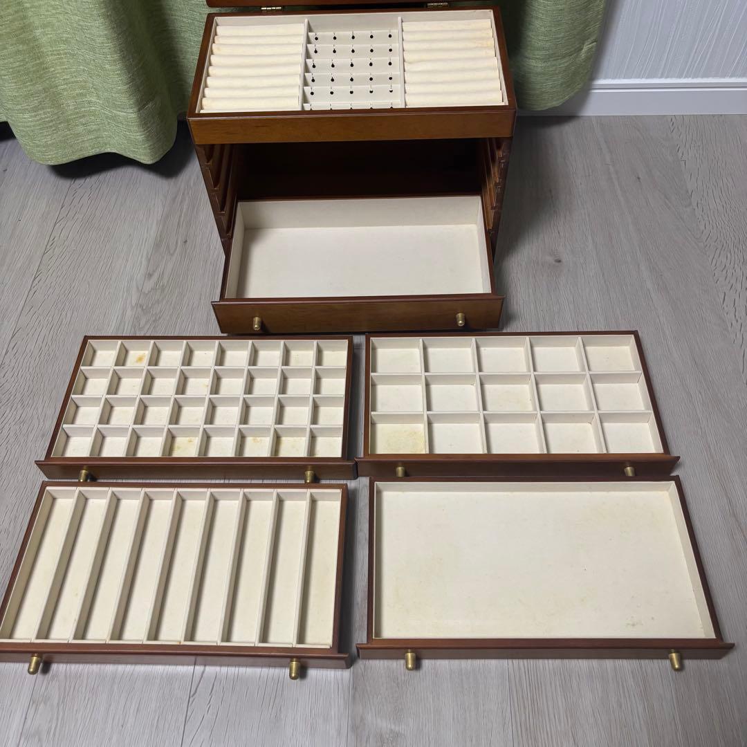 三面鏡付き 木製ジュエリーボックス 6段引き出し アクセサリーボックス