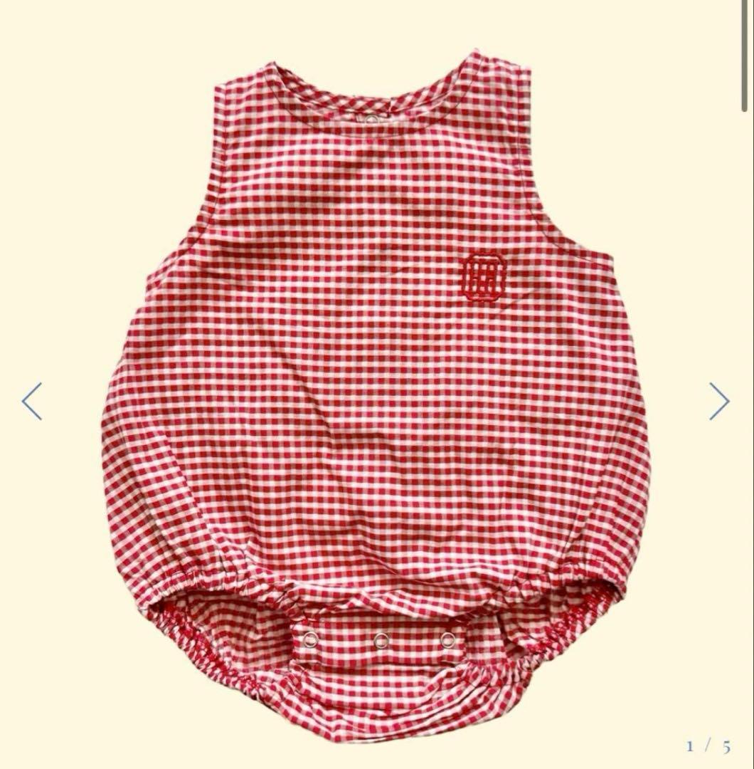 house on the hill 赤チェックロンパース&ボンネット 70 Tartan Norah Nap Dress by Hill House Home | Rent the Runway