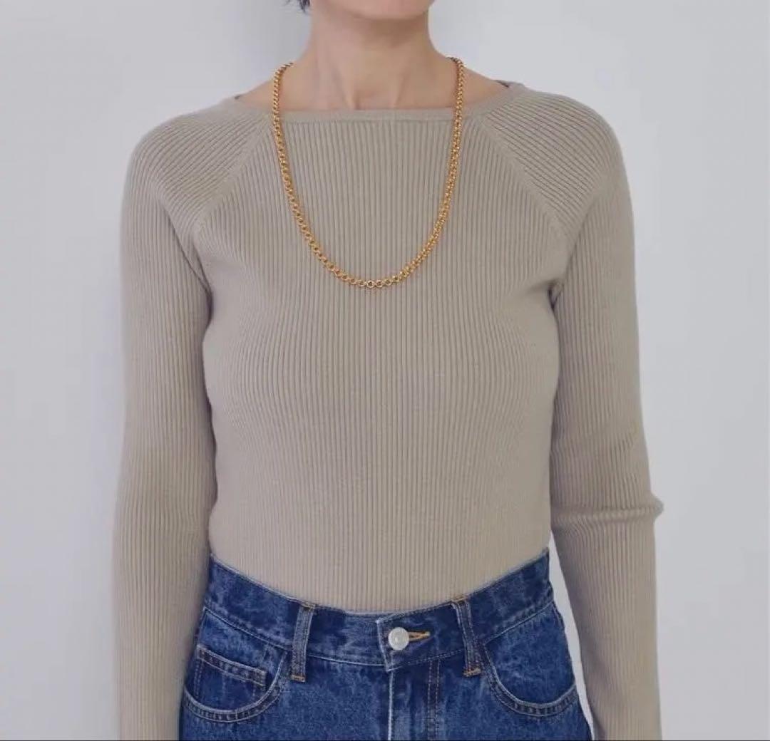 1er ヴィスコースストレッチリブニットプルオーバー