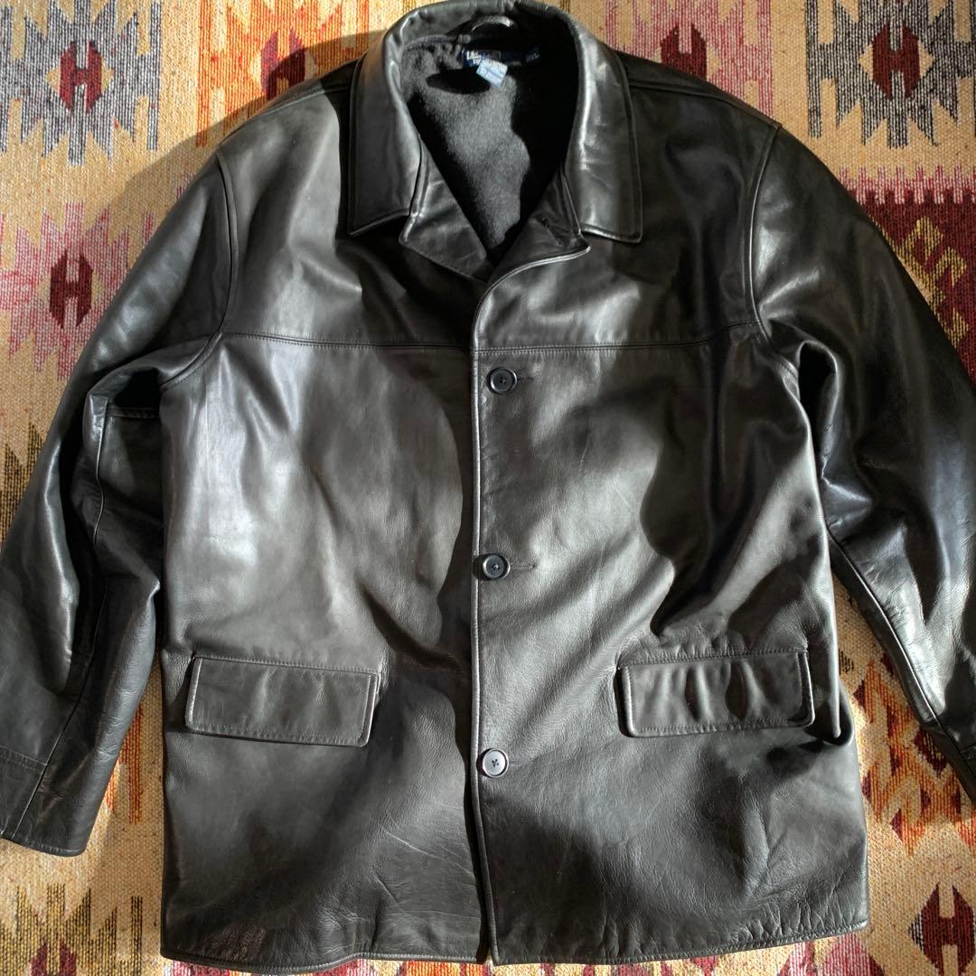 超スペシャル90s ラルフローレン レザー カーコート　XL ブラック 黒