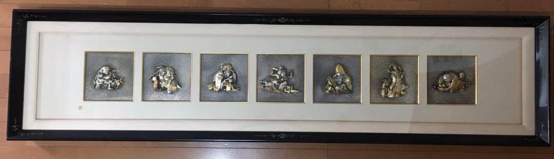 金銀銅象嵌 七福神 高岡彫金師 内島市平(青鳳)作 細密彫金 額装 - メルカリ