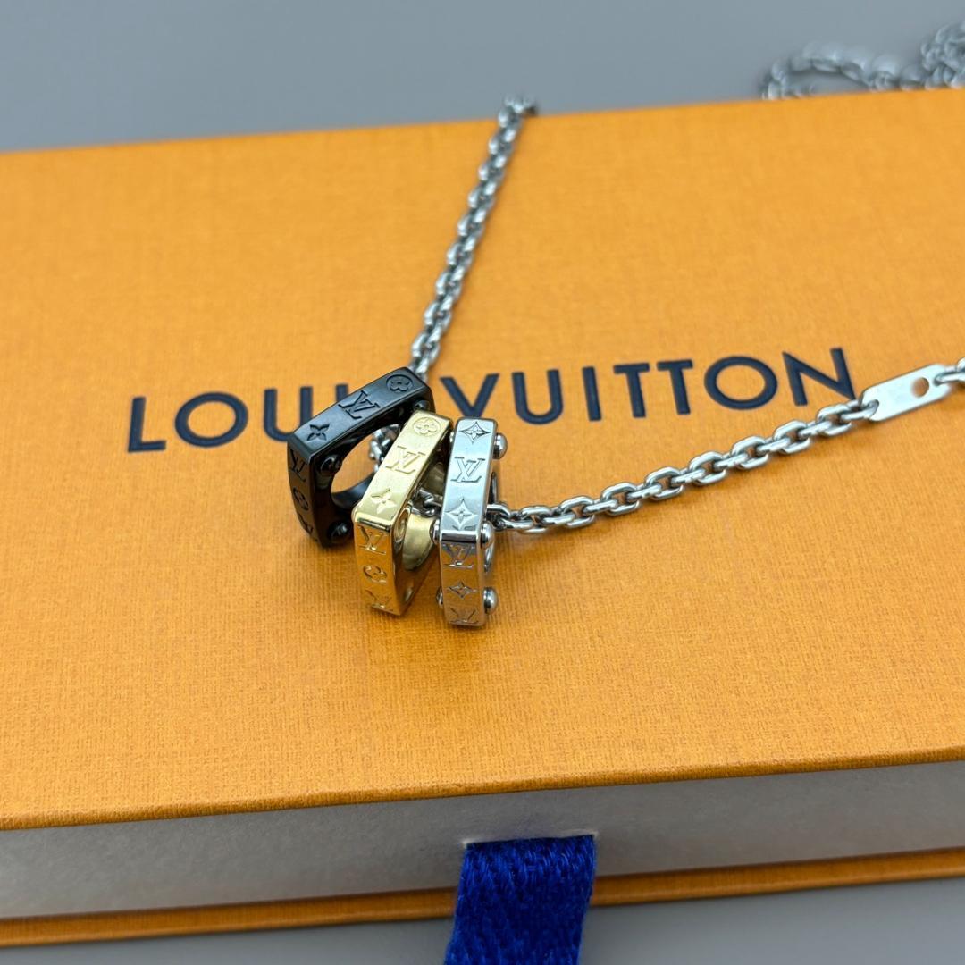 極美品 ルイヴィトン ネックレス ペンダント モノグラム ボールド 3連