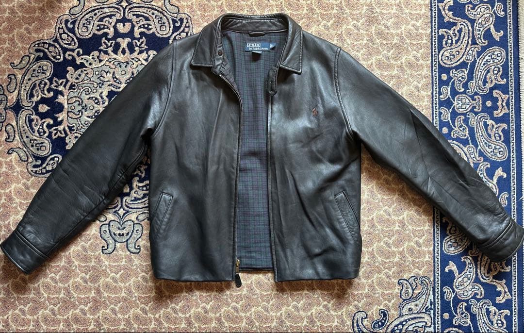 Polo by Ralph Lauren ブラックレザージャケット L 90s ポルトガル製 POLO by Ralph Lauren ラルフローレン レザー