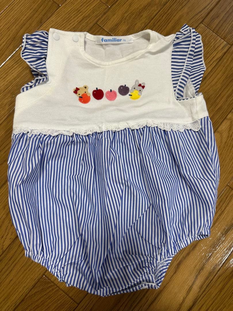 familiar ストライプロンパース 70 - メルカリ