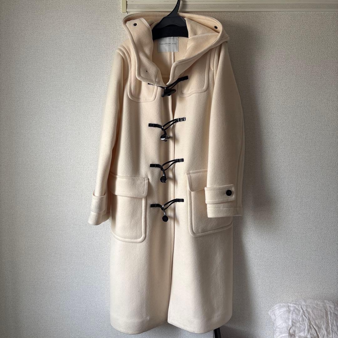 アイボリー ダッフルコート フード付き