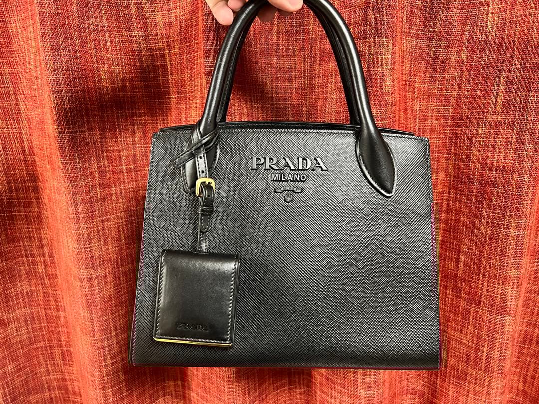 【最終値下げ】PRADAサフィアーノキュイールバッグ ブラック1BA156 PRADA（プラダ） サフィアーノ キュイール トライアングルロゴ 2way