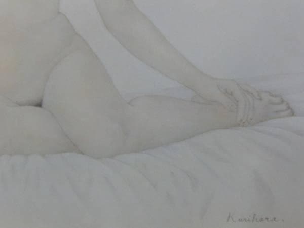 栗原喜依子、裸婦、希少・大判画集画、新品高級額・額装付、状態良好