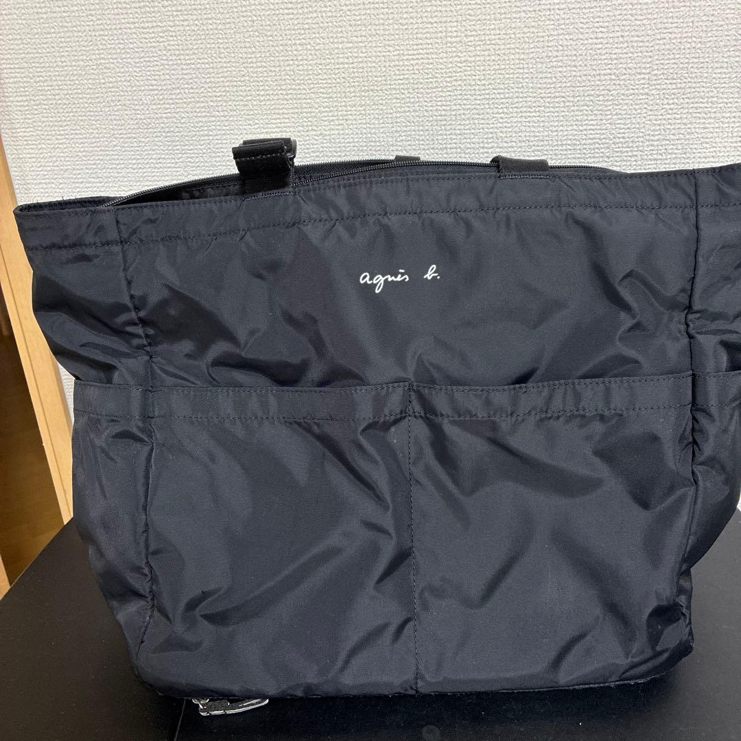 agnès b. ブラック マザーズバッグ agnes b.（アニエスベー） マザーズバッグ ロゴ ペアレンツバッグ