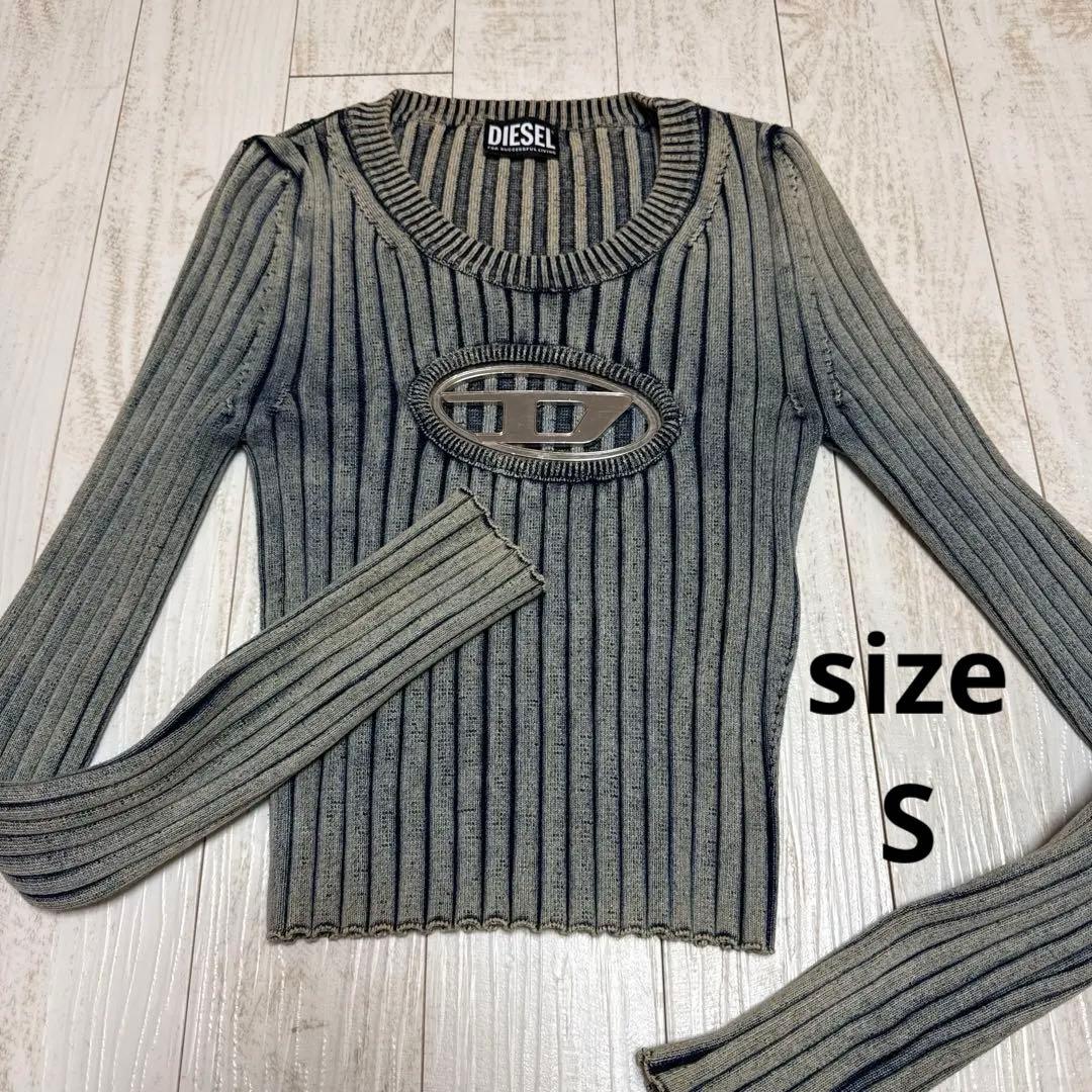 DIESEL インディゴリブオーバル ロゴ レディース トップス DIESEL（ディーゼル）の「レディース 半袖 トップス インディゴ リブ