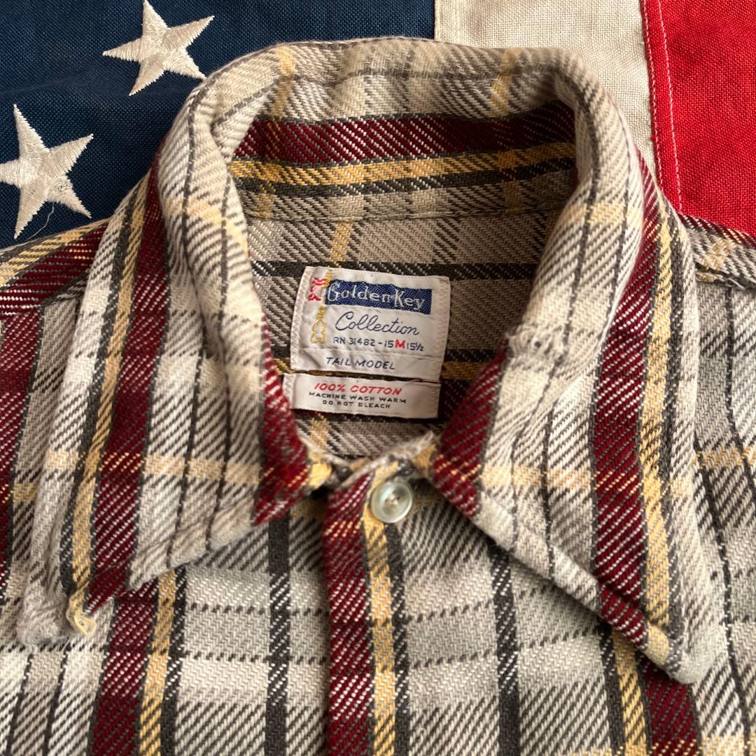 70s ビンテージ Golden key ヘビー ネルシャツ M アメリカ製 - メルカリ
