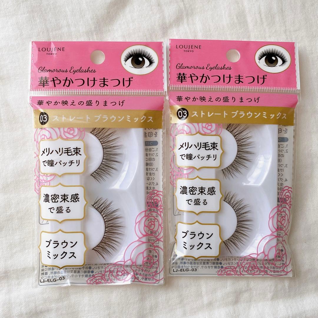 人気☆セリア 華やかつけまつげ 03 ストレートブラウンミックス 2点