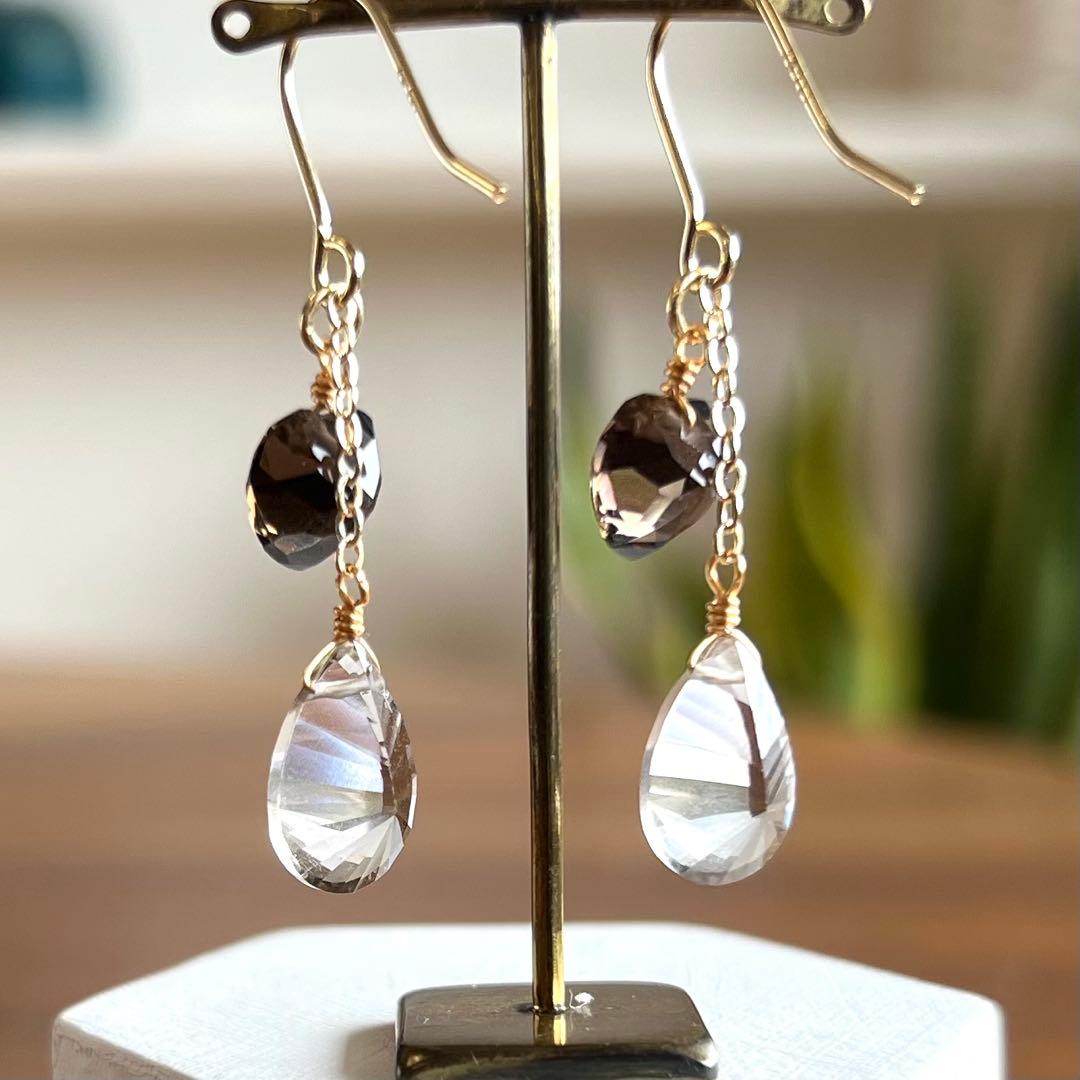 あんみ様 宝石質ピンクトパーズ*14kgfピアス他