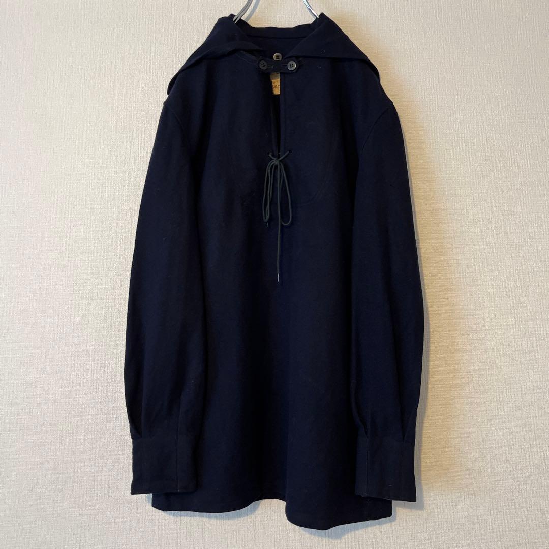 希少 70s ドイツ軍 襟付き ウールセーラーシャツ スモック チンスト付