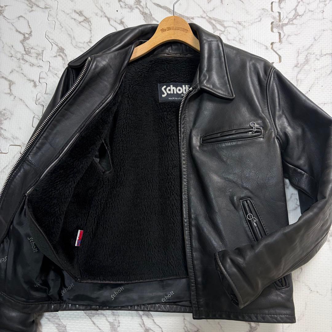 schott ショット トラッカージャケット 38size 642 黒色 牛革