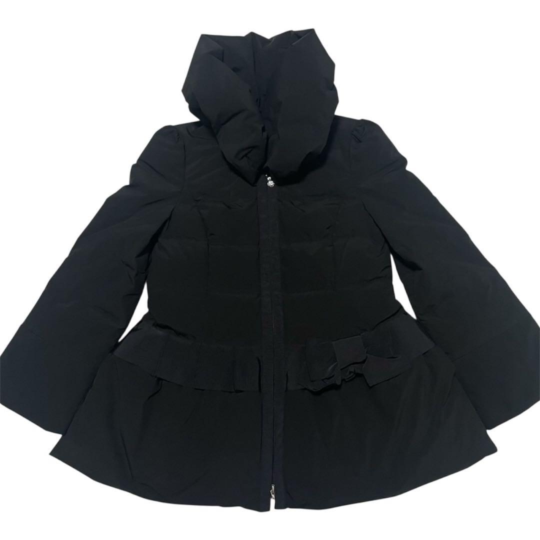 M'S GRACYエムズグレイシー グログランリボン付きダウンコート ブラック