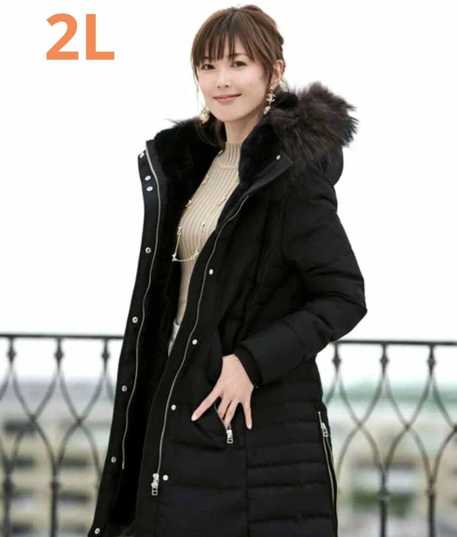 ラクーンファーサイドジップスリットダウンコート(RUIRUE BOUTIQUE)