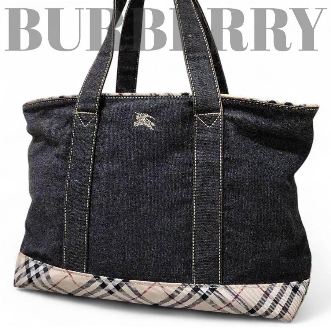 BURBERRY　バーバリー トートバック デニム ノバチェック ホースロゴ