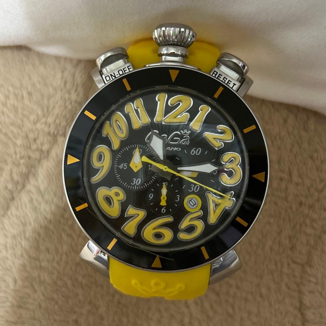 GaGa MILANO イエロー 腕時計（クォーツ） ガガミラノ　クロノグラフ