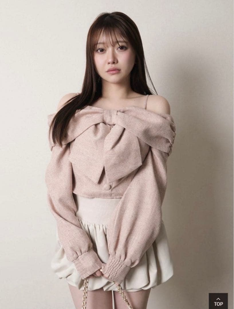 リップサービス リボンオフショルロングスリーブトップス