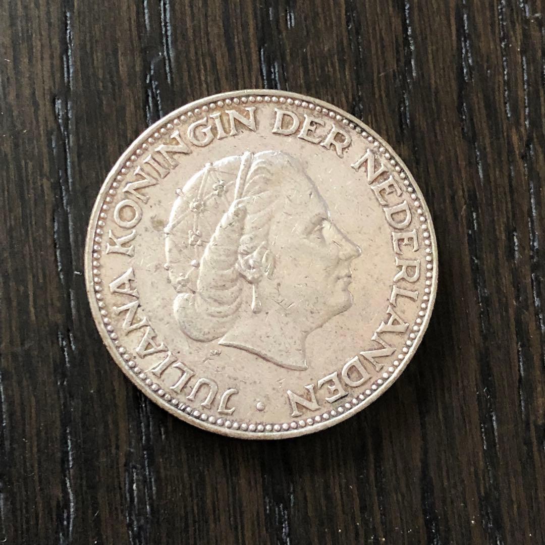 N1555【オランダ・銀貨】1961年2.5G 2.5ギルだー 銀貨 - メルカリ