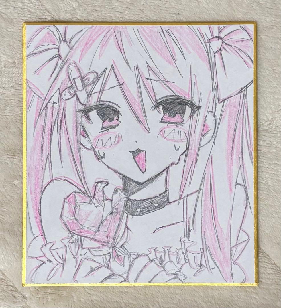 オリジナル 手描き アナログイラスト 萌え絵 色紙 - メルカリ