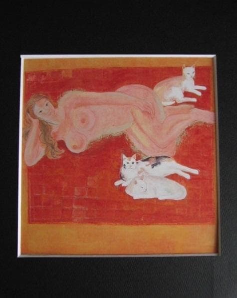 山田滋、【裸婦と猫】、希少画集・額装画、新品高級額、マット額装付