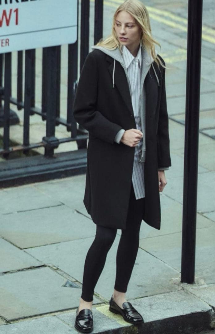 定価13590円☆ZARA☆ デタッチャブルフード コントラストコートS