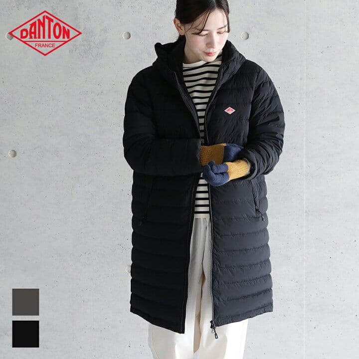 2184 Danton ダントン ミドル ダウン ロング コート ブラック S - メルカリ