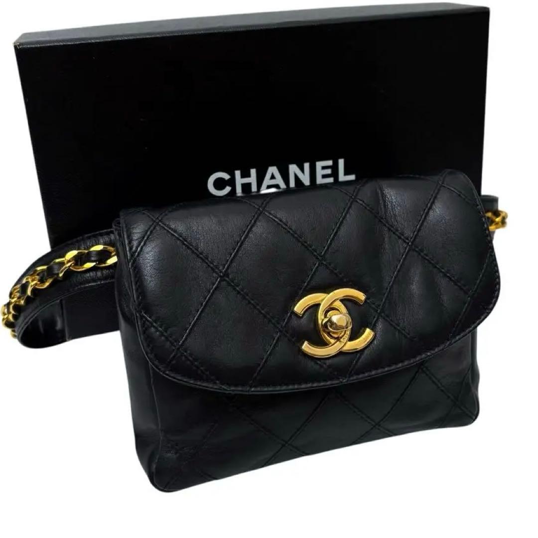 シャネル マトラッセ ラムスキン ウエスト ボディ ショルダー バッグ