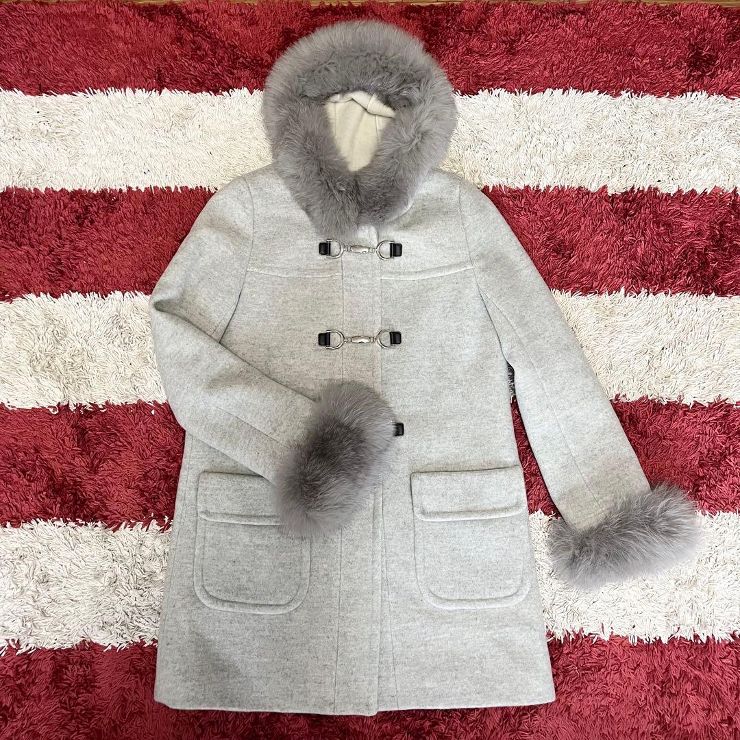 ジャスグリッティー ダッフルコート フォックス ファー 金具 牛革