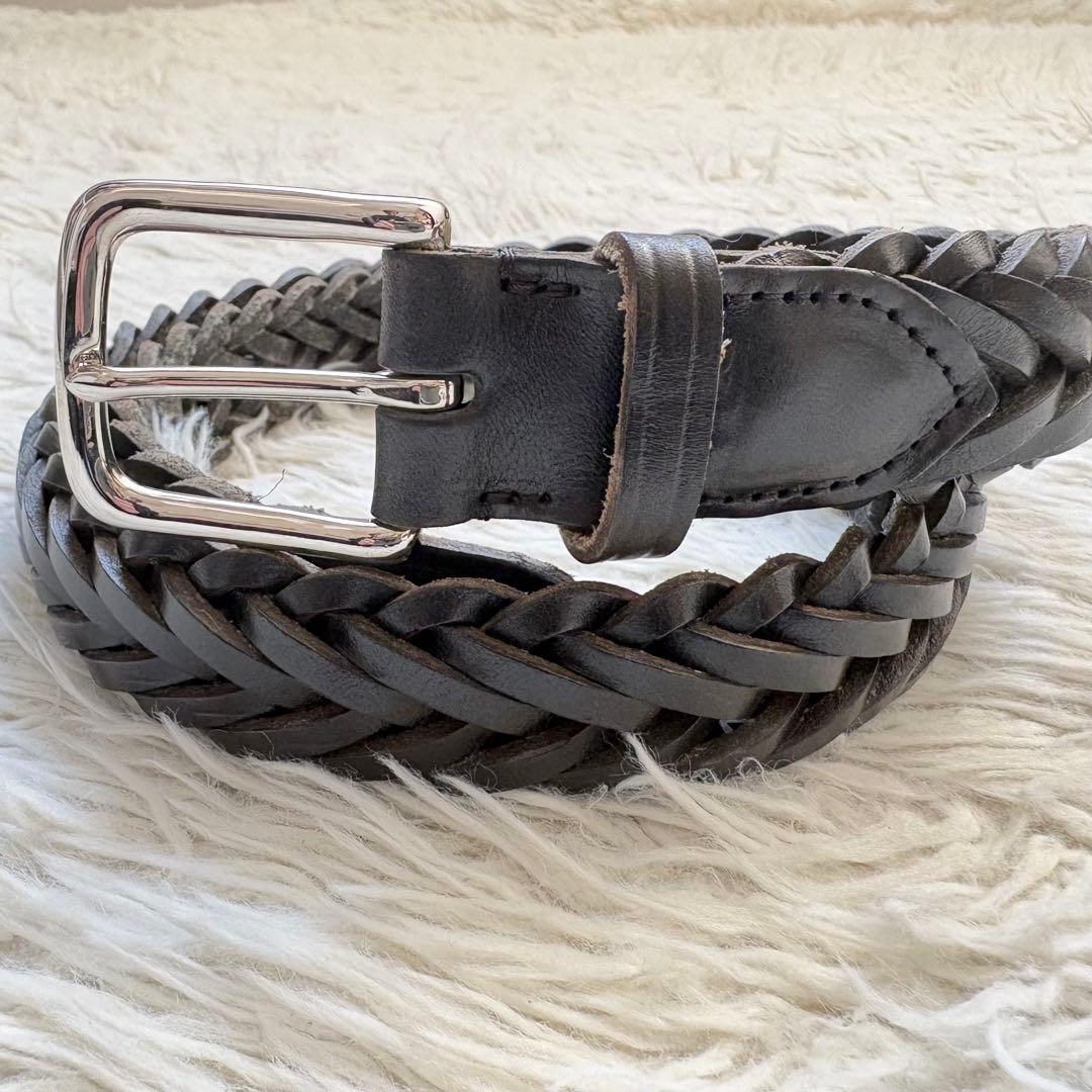 【廃盤品】ホワイトハウスコックス レザーメッシュベルト ブラック　32/80