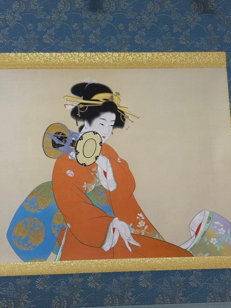 た*お様 美品 掛け軸 上村松園筆 鼓の音 限定番号（23/500） シルクスク