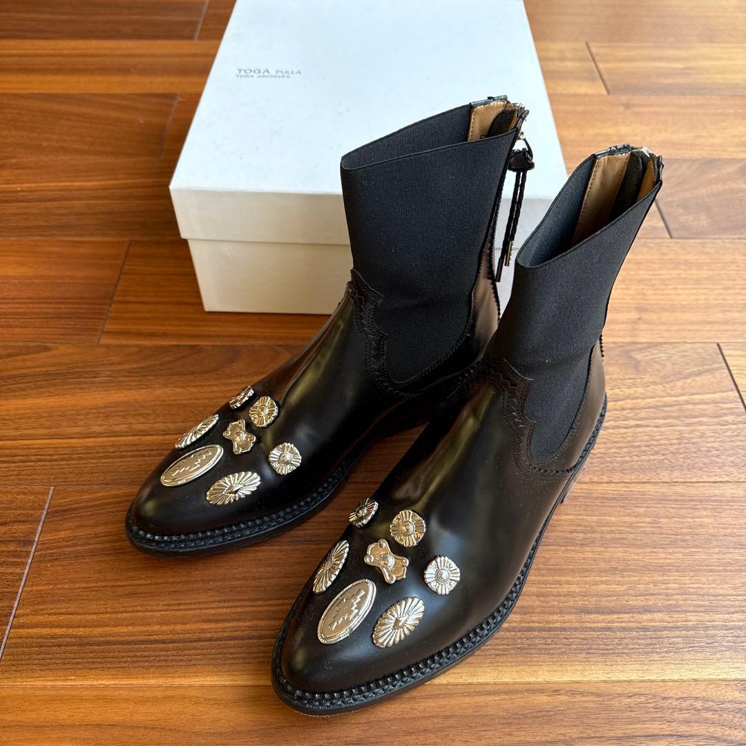 TOGA PULLA ブラック サイドゴアブーツ 37 TOGA PULLA（トーガ プルラ） トーガ プルラ サイドゴアブーツ