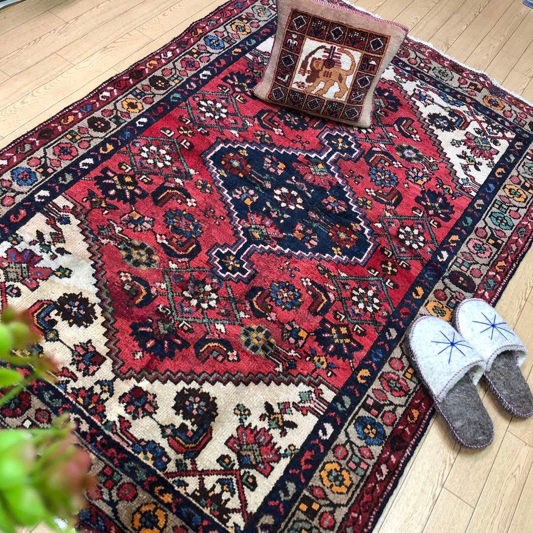 ペルシャ絨毯 ヴィンテージラグ 192×122cm 手織り オールドpersia