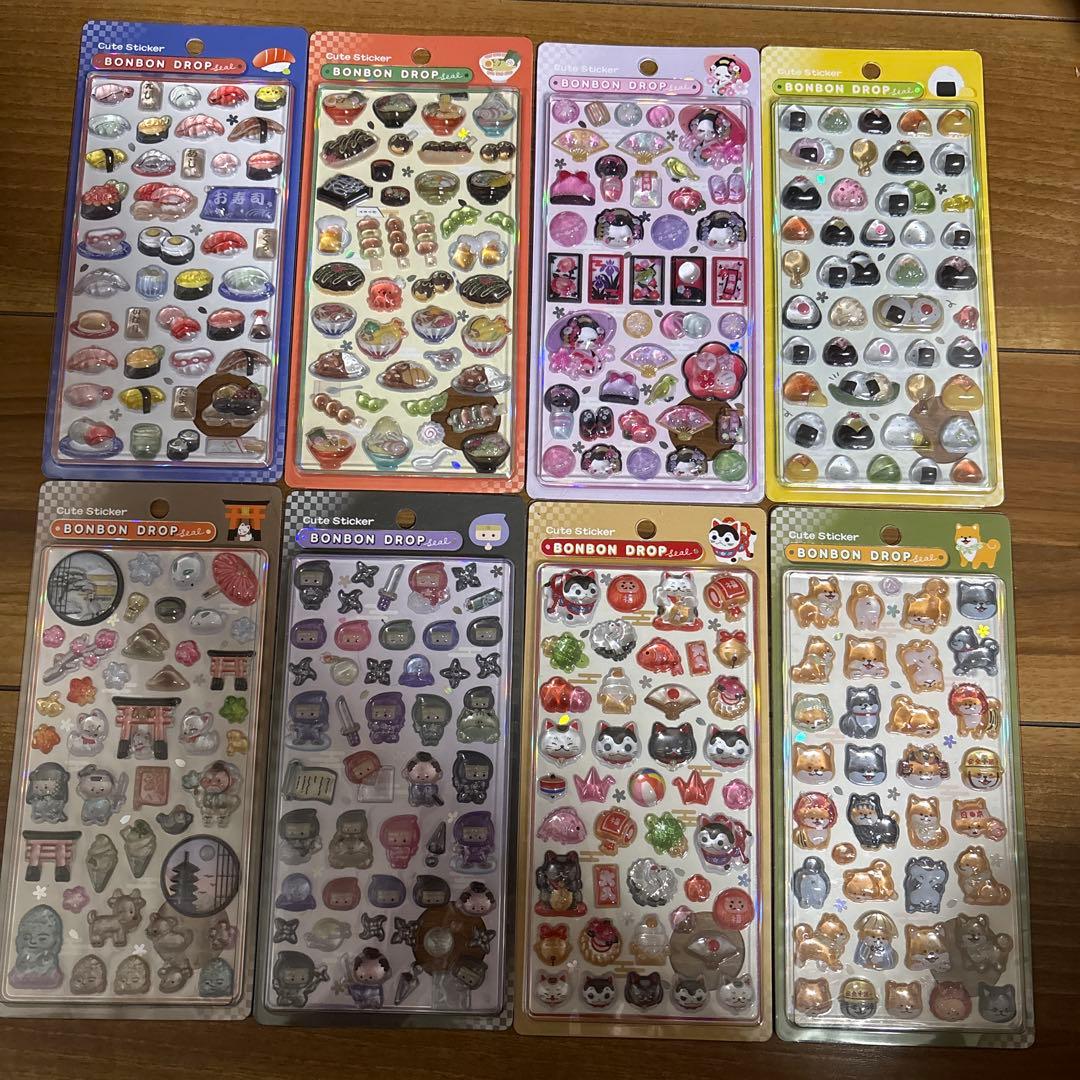 ボンボンドロップシール　和柄　8枚セット