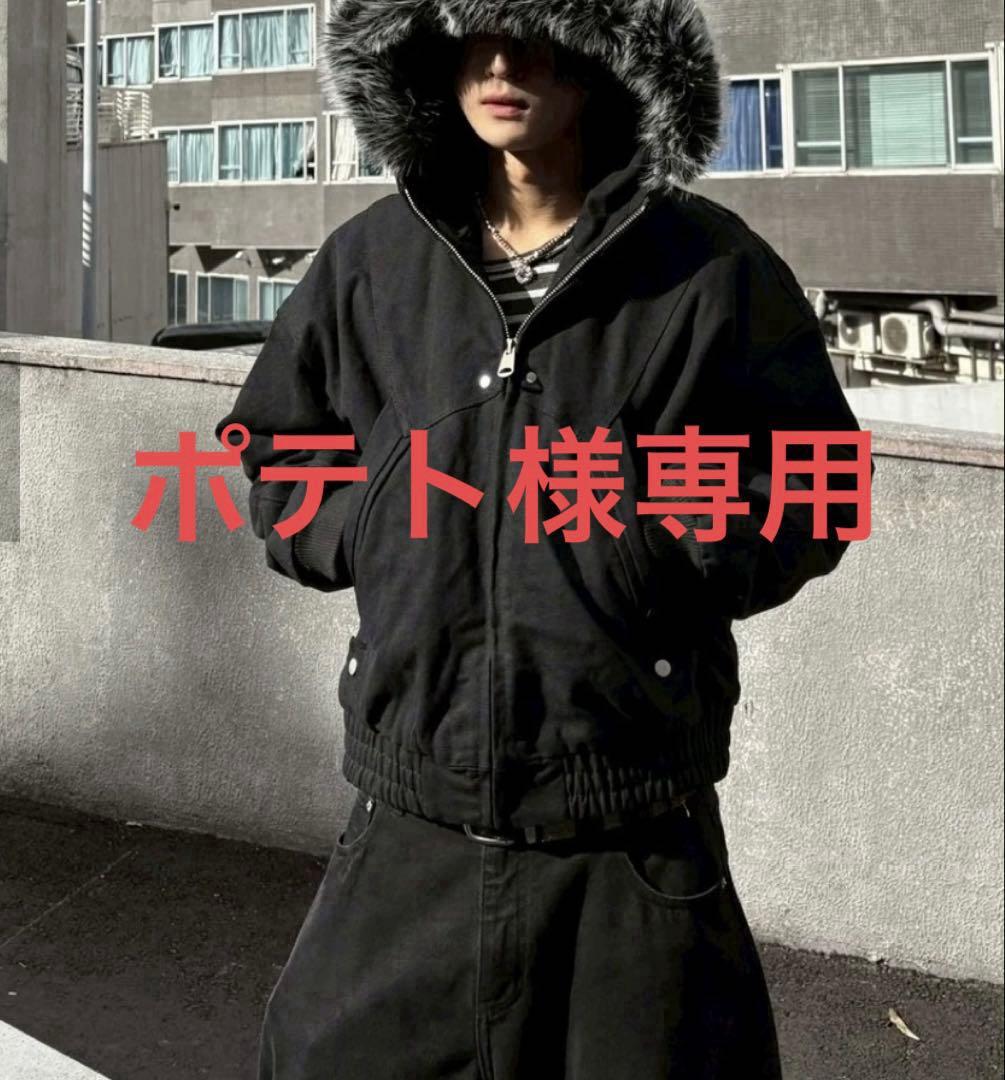 【ポテト】cropped fur hooded blouson