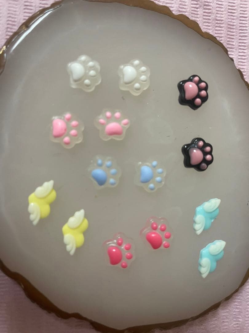 5→ネイルパーツ 14個 肉球 ハート デコネイル ネイル用品